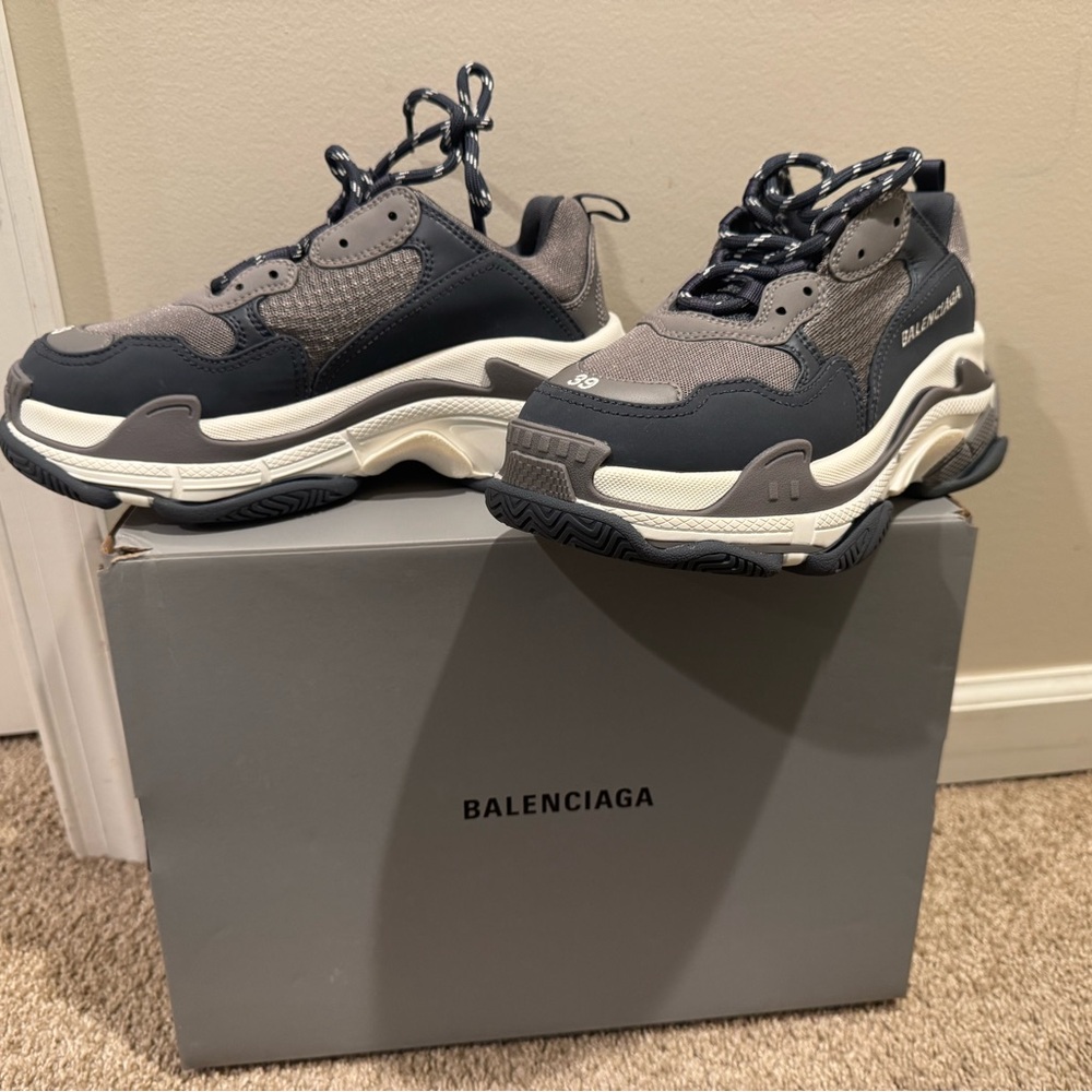 Balenciaga Gray and White Sneakers with Chunky Sole